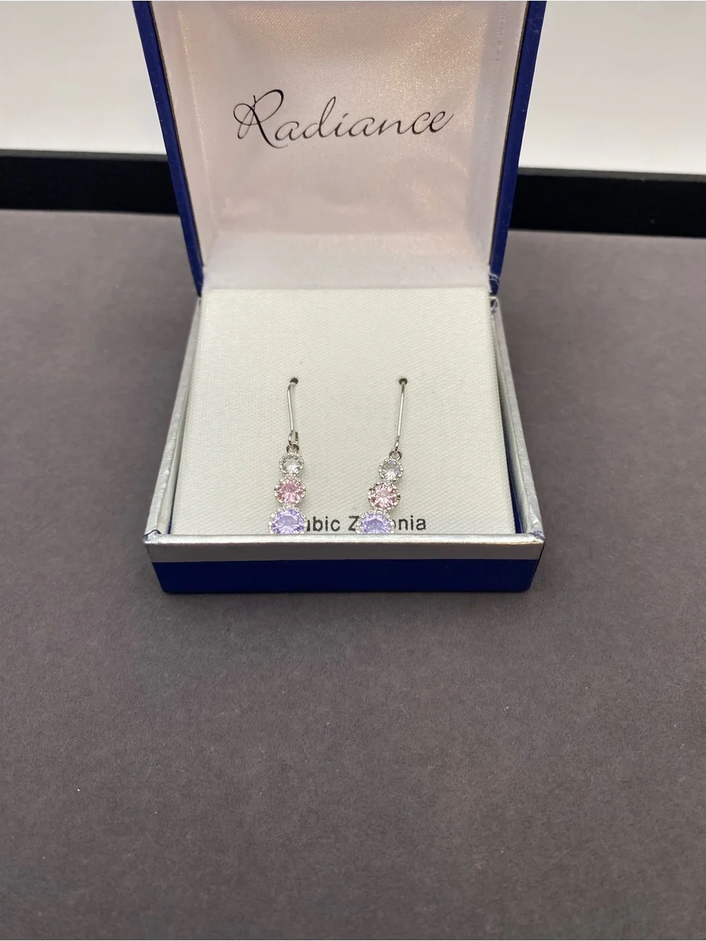 Pink & Lavender Cubic Zirconia Drop Earrings